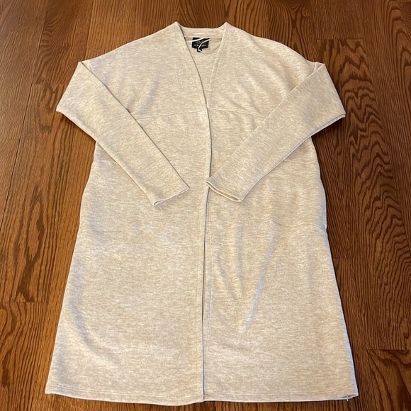 GENTLEFAWN Oversized open front longline duster sweater cardigan Heather beige S - Picture 11 of 11